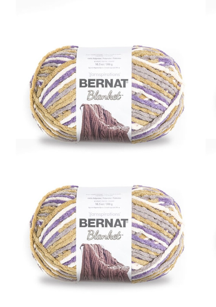 Bernat Blanket Lilac Bush Yarn - 2 Pack of 300g/10.5oz - Polyester - 6 Super Bulky - 220 Yards - Knitting/Crochet